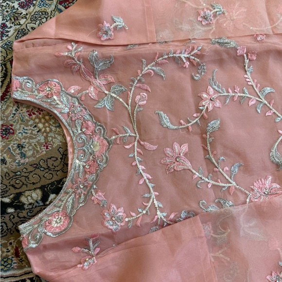 Charming Pink and Gray Embroidered Pakistani dress - Picture 3 of 6